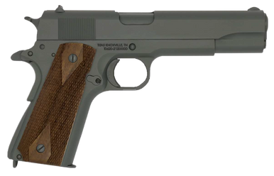 Tisas  1911 A1 US Army 9mm Luger Caliber with 5" Barrel, 9+1 Capacity, Overall Black Parkerized Finish Steel, Beavertail Frame, Serrated Slide & Checkered Wood Grip