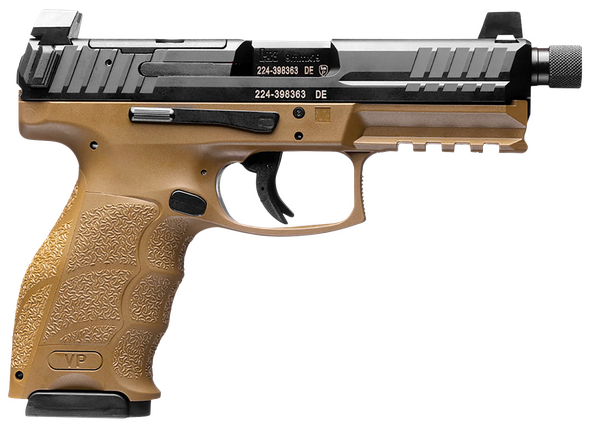 HK 81000777 VP9 Tactical 9mm Luger 10+1 4.70" Black Steel Threaded Barrel, Black Serrated Steel Slide, Flat Dark Earth Polymer Frame w/Picatinny Rail,  Ambidextrous