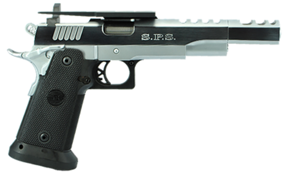 TriStar 85680 SPS Vista Long 1911 38 Super 21+1, 5.50" Black Match Grade Threaded Barrel, Chrome Ported/Serrated Steel Slide, Chrome Steel Frame w/Beavertail, Black Polymer Grip