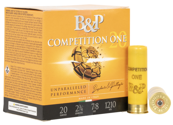 B&P 20B78CP8 Competition ONE Lead 20 Gauge 2.75" 7/8 oz 8 Shot 25 Per Box/ 10 Case