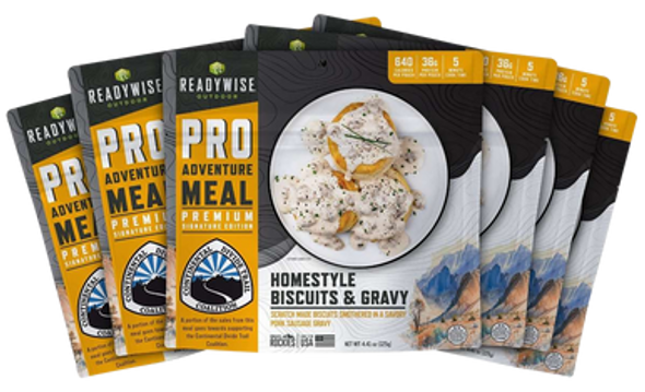 ReadyWise RW05190 Outdoor Food Kit Homestyle Biscuits & Gravy 2 Servings Per Pouch, 6 Per Case - 158262