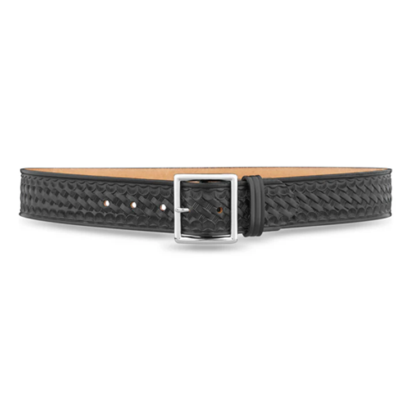 1-3/4"" Basketweave Leather Garrison Belt with Nickel Buckle