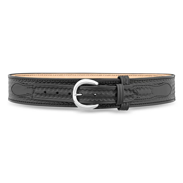 2-1/4"" Basketweave Leather River Belt with Nickel Buckle