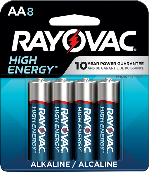 Rayovac Aa High Energy Alkaline Batteries, Ray 815-8t.03    High Energy Aa  8pk