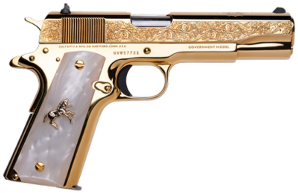 Cnc Firearms Colt 1911, Cnc Cncelranch Colt 1911 38 5 Engrvd Slide 24k Gld