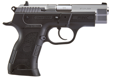 SAR USA B6C9ST B6C Compact 9mm Luger Caliber with 3.80" Barrel, 13+1 Capacity, Black Finish Beavertail Frame, Serrated Stainless Steel Slide & Polymer Grip