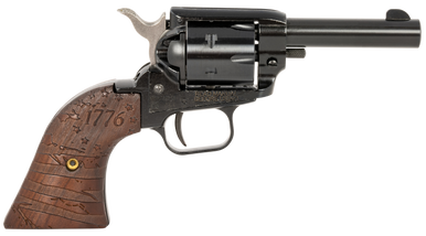 Heritage Mfg BK22B3WBRN35 Barkeep  22 LR 6 Shot, 3" Black Oxide Steel Barrel, Black Oxide Zinc Alloy Frame, Black Oxide Cylinder, Wood w/1776 Flag Engraved Grip, Hammer Block Safety, Exposed Hammer