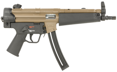 HK 81000630 MP5  22 LR 10+1 8.50" Barrel, Exclusive Flat Dark Earth Finish, No Stock (Sling Mount), Black Polymer Grip, Adjustable Rear Sight, Manual Safety