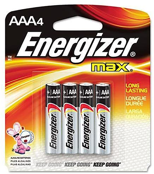 Energizer E92BP4 AAA Max 1.5V Alkaline, Qty (4) Single Pack