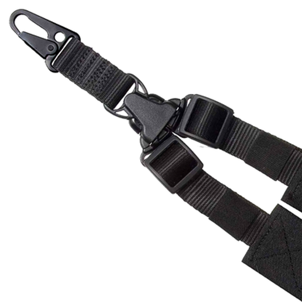 Outdoor Connection SPTK128408 A-Tac Sling made of Black Nylon Webbing with H-K Type Hook & Single-Point Design for Rifle/Tactical Shotgun Includes Adapter & Wrench - 135903