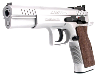Tanfoglio IFG TF-LIMPRO-10 Defiant Limited Pro 10mm Auto Caliber with 4.80" Barrel, 13+1 Capacity, Overall Hard Chrome Finish Steel, Beavertail Frame, Serrated Slide & Brown Polymer Grip