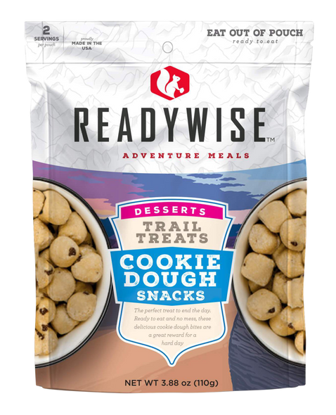ReadyWise RW05013 Outdoor Food Kit Trail Treats Cookie Dough Snacks 2 Servings In A Resealable Pouch, 6 Per Case