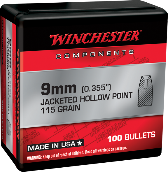 Winchester Ammo Centerfire Handgun, Win Wb9jhp115x     Bul 9mm    115 Jhp Retl  100/10