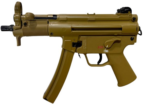 HK 81001077 SP5K-PDW RAL8000 9mmx19 10+1 4.53" Black Navy-Style Threaded Barrel, Flat Dark Earth Earth Cerakote Steel Receiver & Frame, FDE Polymer Grip, 2 Magazines