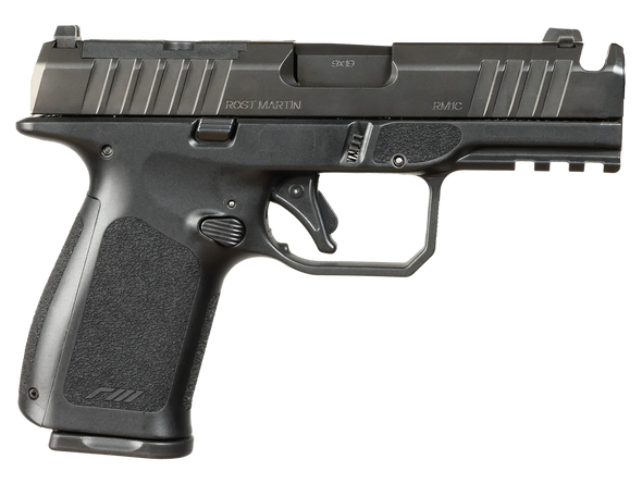 Rost Martin RM1CBLKOSP(COMP) RM1C  9mm 17+1 4" Black Compensated Match Grade Barrel, Black Tenifer Optic Ready/Serrated Steel Slide, Black Polymer Frame w/Picatinny Rail, Textured Grip Rost Martin RM1CBLKOSP(COMP) RM1C  9mm 17+1 4" Black Compensated Match Grade Barrel, Black Tenifer Optic Ready/Serrated Steel Slide, Black Polymer Frame w/Picatinny Rail, Textured Grip