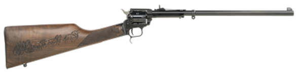 Heritage Mfg BR226B16HSWB01 Rough Rider Rancher 22 LR 6rd 16" Barrel, Black Metal Finish, Exposed Hammer, Walnut Stagecoach Engraved Stock