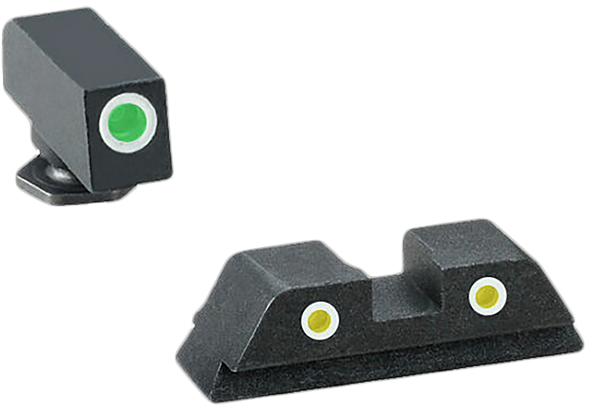 Ameriglo Classic Tritium Sight Set For Glock, Amer Gl115   Night Sts Glk 9/40     3d     Grn/ylw
