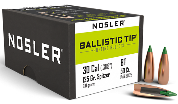 Nosler Ballistic Tip, Nos 30125 Blstc Hnt  30c 125 Sptzr  50