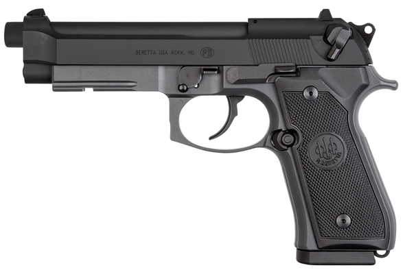 Beretta USA J90A192FSRF58 92FSR  Full Size Frame 22 LR 10+1 5.30" Black Steel Barrel, Black Bruniton Serrated Slide, Sniper Gray Aluminum Frame w/Beavertail & Picatinny Rail, Ambidextrous - 25331