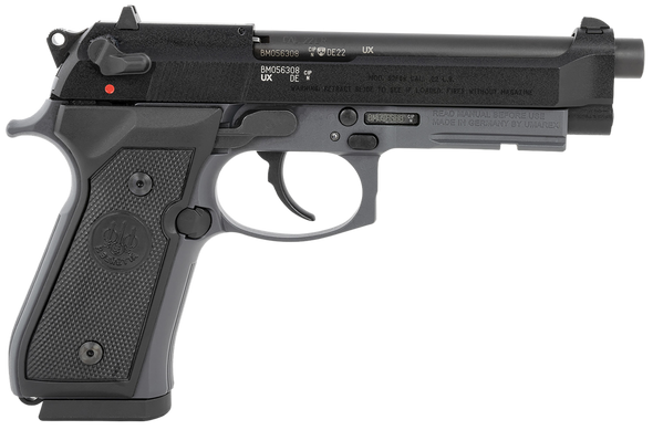 Beretta USA J90A192FSRF58 92FSR  Full Size Frame 22 LR 10+1 5.30" Black Steel Barrel, Black Bruniton Serrated Slide, Sniper Gray Aluminum Frame w/Beavertail & Picatinny Rail, Ambidextrous - 25331