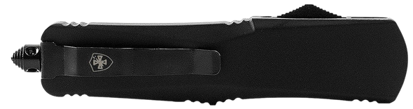 Templar Knife  Gen II Back The Blue Large 3.50" OTF Dagger Part Serrated Black Oxide Stonewashed 440C SS Blade, 5.50" B&W US Flag w/Blue Line Aluminum Handle, Glass Breaker - 183276