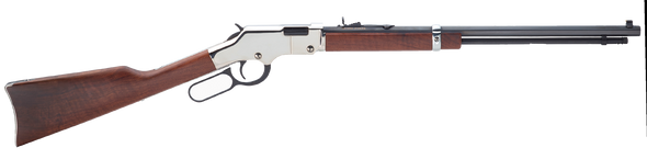Henry H004SV Golden Boy Silver 17 HMR Caliber with 11+1 Capacity, 20" Blued Barrel, Nickel-Plated Metal Finish & American Walnut Stock Right Hand (Full Size) - 96663