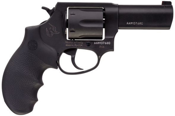 Taurus 285631NS 856 Defender 38 Special +P Caliber with 3" Barrel, 6rd Capacity Cylinder, Overall Matte Black Finish Stainless Steel, Finger Grooved Black Hogue Rubber Grip & Night Front Sight - 121944