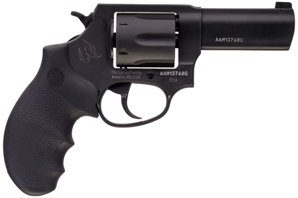 Taurus 285631NS 856 Defender 38 Special +P Caliber with 3" Barrel, 6rd Capacity Cylinder, Overall Matte Black Finish Stainless Steel, Finger Grooved Black Hogue Rubber Grip & Night Front Sight - 121944