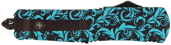 Templar Knife  Gen II Quilt Slim 3.50" OTF Drop Point Plain Black Oxide Stonewashed 440C SS Blade, 5.12" Multi-Color Aluminum Handle, Glass Breaker - 183250