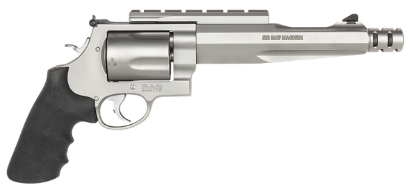 Smith & Wesson 170299 Model 500 Performance Center  500 S&W Mag Stainless Steel 7.50" Barrel With Muzzle Brake & 5rd   Cylinder, Matte Stainless Steel X-Frame, Chromed Hammer & Trigger With Stop - 43751