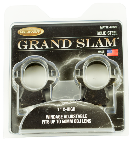 Weaver Mounts Grand Slam Windage Adjustable, Weav 49320  Grandslam Wa Rngs 1in Xh Mt