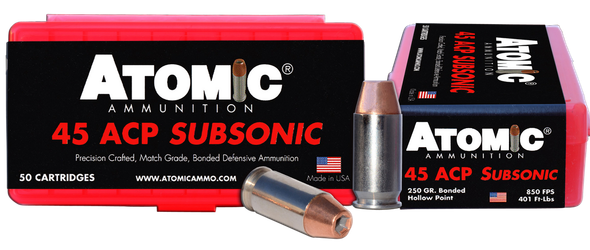 Atomic Pistol, Atomic 00439 45acp       250 Subsonic        50/10