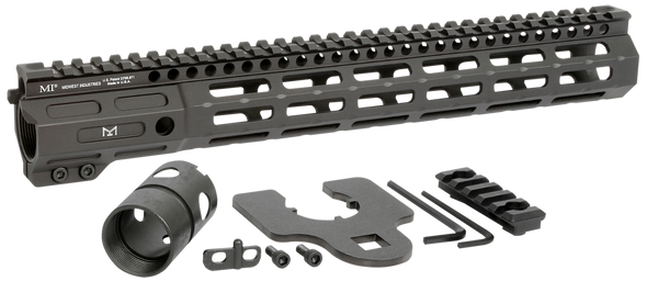 Midwest Industries MINF105 Night Fighter  10.50" M-LOK Black Hardcoat Anodized Aluminum Includes Barrel Wrench, Nut, & 5 Slot Rail - 145268