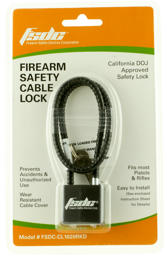 Firearm Safety Devices 15" Keyed Cable, Fsd Cl1020rkd 15in Cable Lock