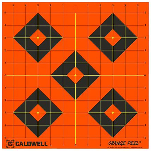 Caldwell 1166105 Orange Peel  Self-Adhesive Paper Black/Orange 12" Diamond 25 Pack - 142450