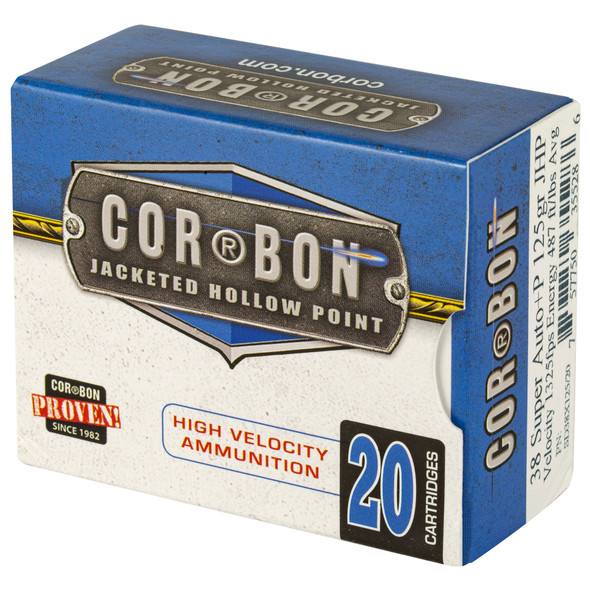 CORBON 38SUPER+P 125GR JHP 20/500 - COR38X12520