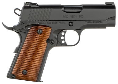 EAA GIRSAN 390045 MC1911 SC  Compact 9mm Luger 7+1, 3.40" Black Steel Barrel, Blued Serrated Slide, Black Aluminum Frame w/Beavertail, Checkered Laminate Grips, Ambidextrous