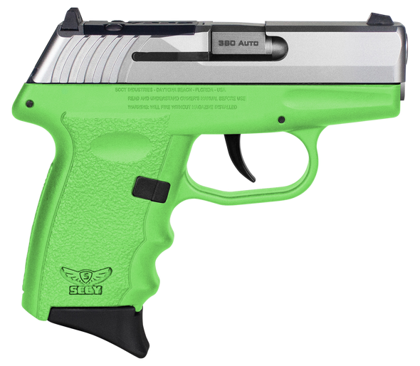 SCCY Industries CPX3TTLGRDRG3 CPX-3 RD 380 ACP 10+1 2.96" Lime Green Polymer/Serrated Stainless Steel Slide/Finger Grooved Lime Green Polymer Grip