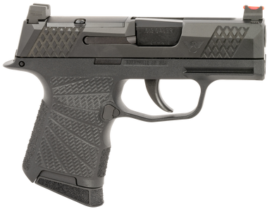 Wilson Combat SIGWCP3659BRC P365  9mm Luger 10+1 (2) 3.10", Black, RMRcc Optic Cut Slide with X-Tac Pattern Serrations, Polymer Frame, Sunburst Grips, Optic Height Fiber Optic Sights, Standard Trigger