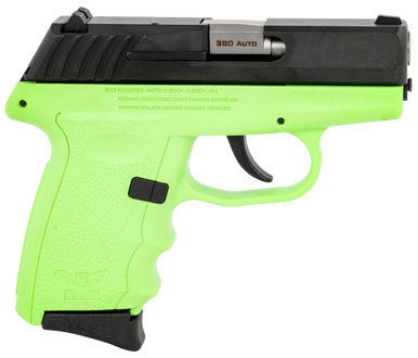 SCCY Industries CPX-3CBLG CPX-3  380 ACP 10+1 3.10" Lime Green Polymer Serrated Black Nitride SS Slide Finger Grooved Lime Green Polymer Grip