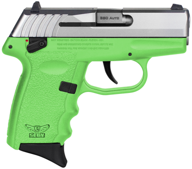 SCCY Industries CPX-4TTLG CPX-4  380 ACP 10+1 2.96" Lime Green Polymer Serrated SS Slide Finger Grooved Lime Green Polymer Grip