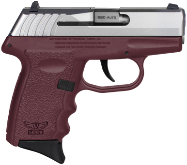 SCCY Industries CPX-3TTCR CPX-3  Sub-Compact Frame 380 ACP 10+1, 3.10" Stainless Quadlock Barrel, Serrated Stainless Steel Slide, Crimson Red Polymer Frame w/Finger Grooves, No Safety, Right Hand