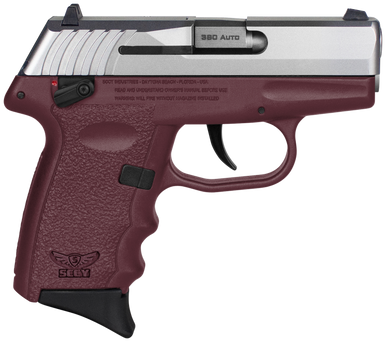 SCCY Industries CPX-4TTCR CPX-4  380 ACP 10+1 2.96" Crimson Red Polymer Serrated SS Slide Finger Grooved Crimson Red Polymer Grip