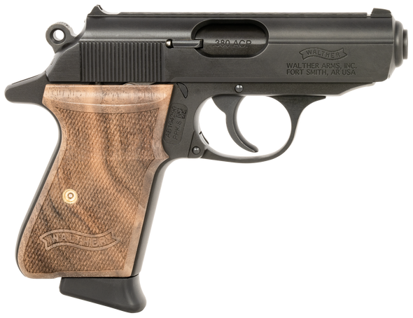 Walther Arms 4796043 PPK/S  380 ACP 7+1 3.30" Black Steel Barrel, Black Serrated Zinc Alloy Slide, Black Aluminum Frame w/Beavertail, Walnut Grip