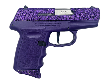 SCCY Industries DVG1RPPU DVG-1  Sub-Compact Frame 9mm Luger 10+1 3.10" Stainless Quadlock Barrel, Purple Glitter Optic Ready/Serrated Stainless Steel Slide, Royal Purple Polymer Frame & Grip