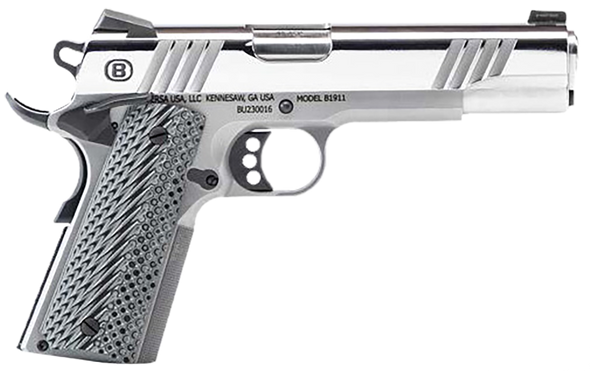 Bersa B19117050PMBG B1911  45 ACP 8+1 5" Stainless Steel Barrel, Polished Stainless Steel Slide, Stainless Steel Frame w/Beavertail