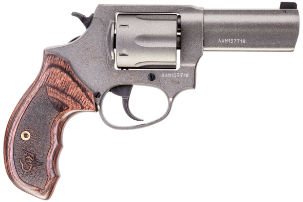 Taurus 28563CNS 856 Defender 38 Special +P Caliber with 3"  Barrel, 6rd Capacity Cylinder, Overall Tungsten Gray Cerakote Finish Steel, Altamont Wood Grip & Night Front Sight