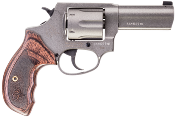 Taurus 28563CNS 856 Defender 38 Special +P Caliber with 3"  Barrel, 6rd Capacity Cylinder, Overall Tungsten Gray Cerakote Finish Steel, Altamont Wood Grip & Night Front Sight