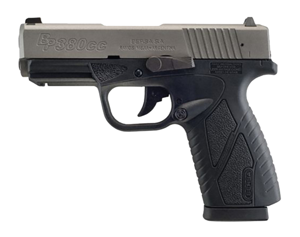 Bersa BP9SPGCC BPCC  Sub-Compact Frame 9mm Luger 8+1, 3.30" Black Steel Barrel, Sliver Serrated Steel Slide, Sniper Gray Polymer Frame w/Picatinny Rail