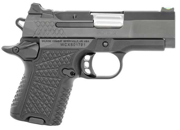 Wilson Combat SFX9SC3A SFX9 Sub-Compact 9mm Luger 10+1 15+1 3.25" Stainless Steel Barrel, Black DLC Serrated Stainless Steel Slide, Black Aluminum Frame w/Beavertail